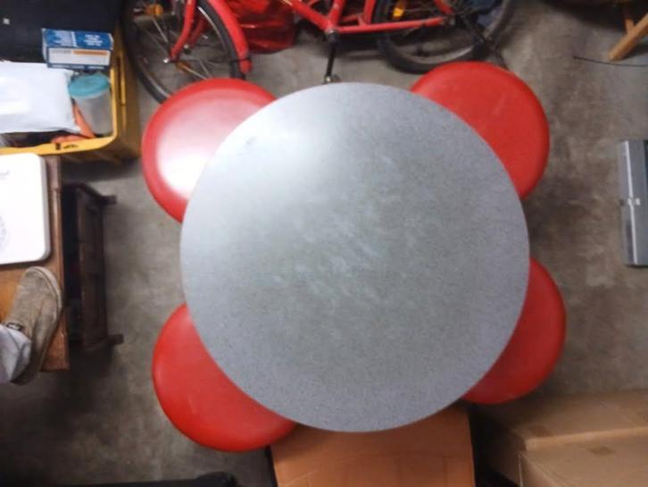 Bartafel met stoelen, Huis en Inrichting, Tafels | Eettafels, Gebruikt, 50 tot 100 cm, 100 tot 150 cm, Rond, Overige materialen