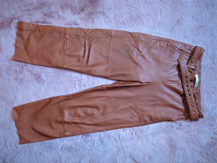Boterzachte leren broek, Kleding | Dames, Broeken en Pantalons, Zo goed als nieuw, Bruin, Lang, Ophalen