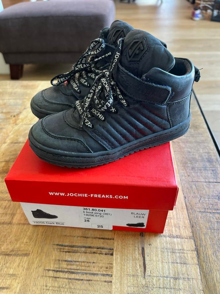 Jochie & Freaks leren jongens boots maat 25 - Donkerblauw, Ophalen of Verzenden, Gebruikt, Jongen, Schoenen