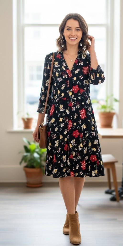 jurk Ulla Popken, Maat 42/44 (L), Ulla Popken, Zo goed als nieuw, Knielengte