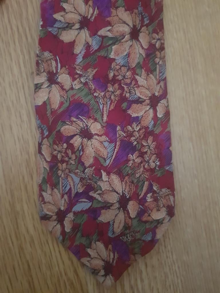Rood gebloemde zijde stropdas met pochet ***zgan***, Kleding | Heren, Stropdassen, Zo goed als nieuw, Met patroon, Rood, Van Gils