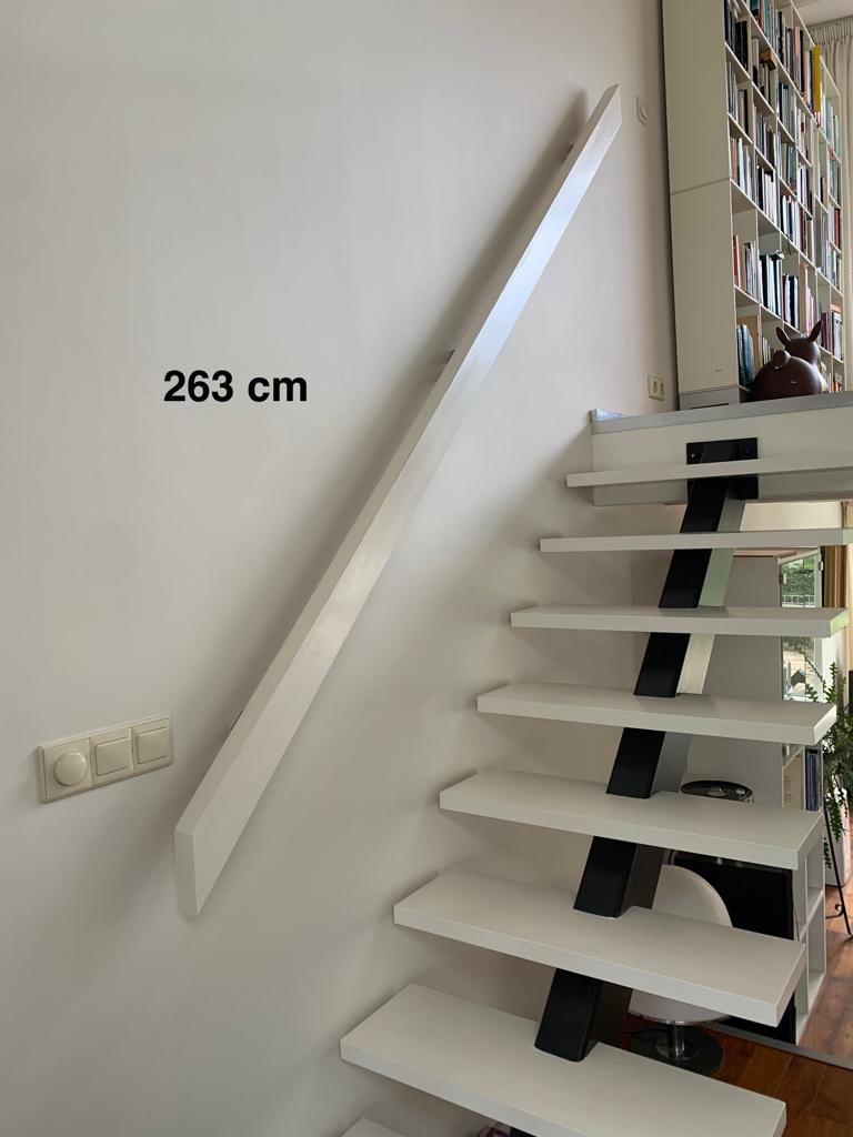 Houten trapleuning van 2,63 met RVS beugels, Doe-het-zelf en Verbouw, Ladders en Trappen, Ophalen, Gebruikt, Trap, 2 tot 4 meter