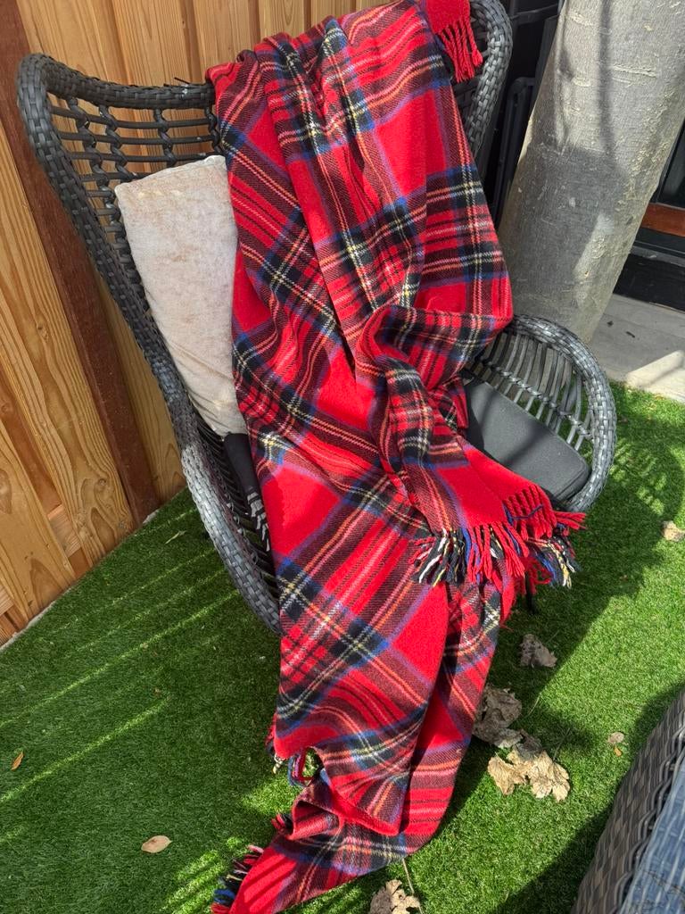 Grote wollen paid deken ruit 210x210, Ophalen of Verzenden, Zo goed als nieuw