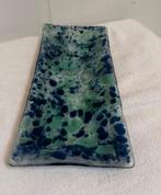 Vintagehandgemaakte schaal blauw groen fruitschaal glaskunst, Ophalen, Gebruikt, Schaal, Glas