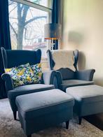 2x Ikea Strandmon fauteuill en voetenbank, Ophalen, Gebruikt, Minder dan 75 cm, Stof
