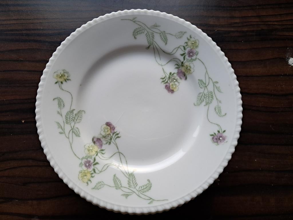 Set van 6 gebaksbordjes met bloemmotief, Ophalen, Keramiek, Zo goed als nieuw, Bord(en)