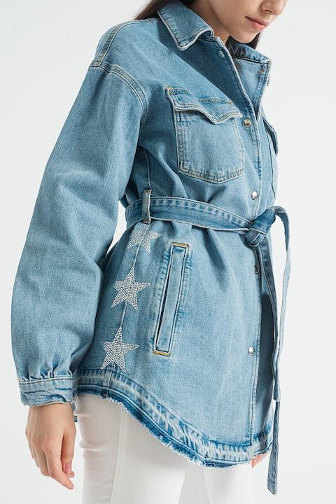 LIU JO denim long blouse jacket maat 38 ZGAN, Ophalen of Verzenden, Zo goed als nieuw, Maat 38/40 (M), Blauw