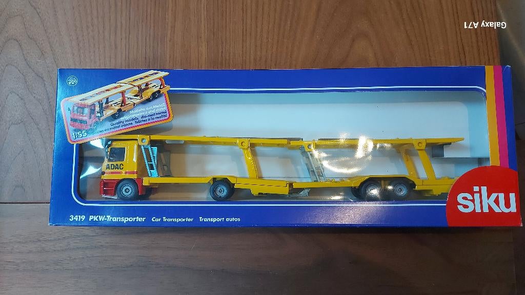 Siku 3419 ADAC autotransporter, Hobby en Vrije tijd, Modelauto's | 1:50, Ophalen of Verzenden, Zo goed als nieuw, Bus of Vrachtwagen
