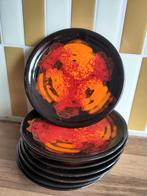 Set van 7 Fat Lava gebakschaaltjes - Oranje/Rood Jaren 60/70, Ophalen of Verzenden
