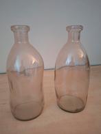 Set van 2 decoratieve vazen/flessen - roze/oud roze, Overige kleuren, Ophalen of Verzenden, Minder dan 50 cm, Glas