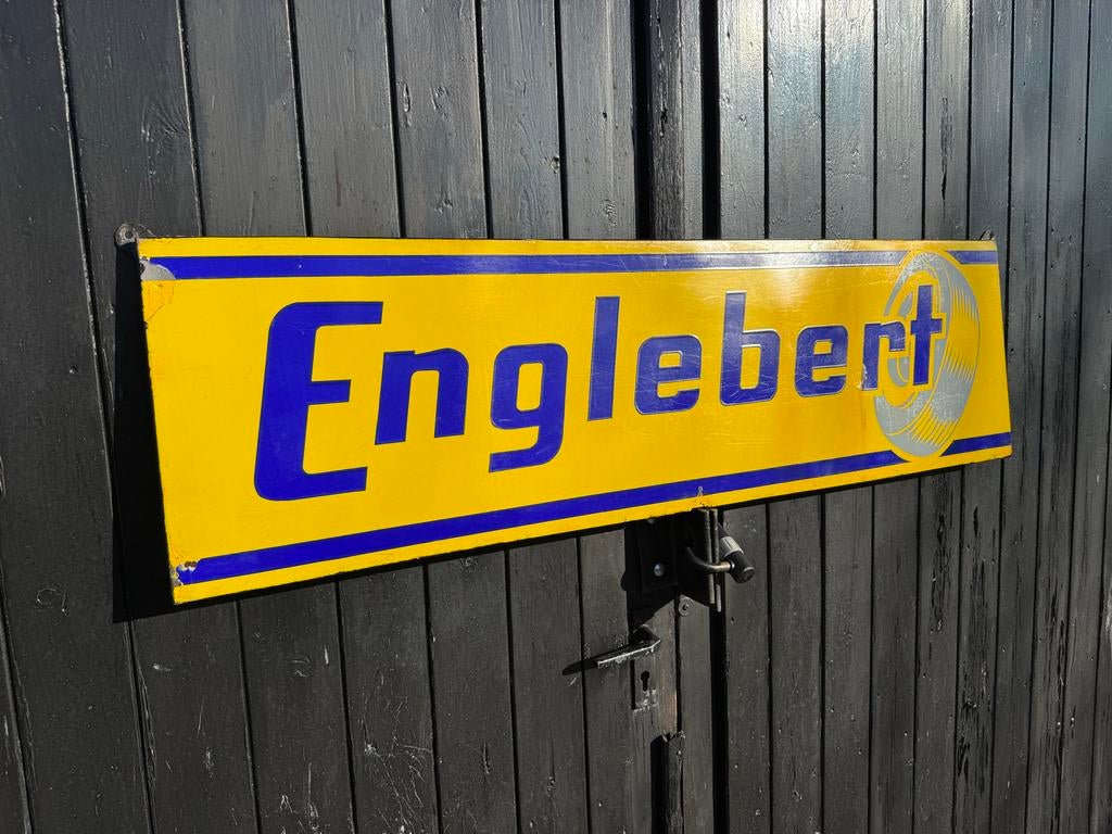 Englebert banden emaille reclamebord, Ophalen
