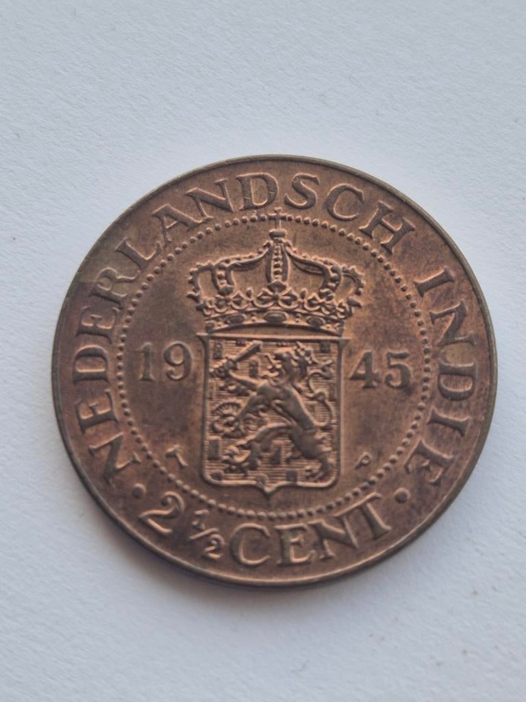 2,5 cent Nederlandsch Indië 1945, Postzegels en Munten, Munten | Nederland, Ophalen of Verzenden, Koningin Wilhelmina, Overige waardes