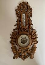 Antieke barometer en thermometer, Houtsnijwerk, Ophalen of Verzenden, 20 - 50 cm, Hout