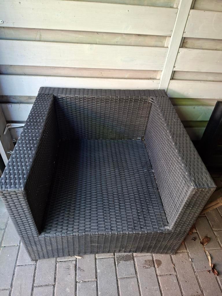 Antracietkleurige wicker loungestoel, Ophalen, Gebruikt, Wicker