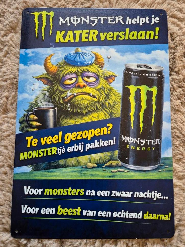 Monster energy reclamebord, Verzamelen, Merken en Reclamevoorwerpen, Nieuw, Reclamebord, Ophalen of Verzenden