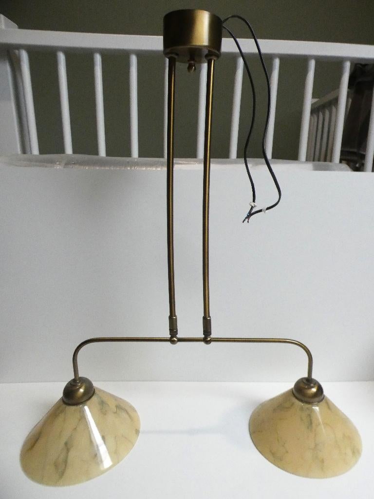 Te koop vintage hanglamp met gemarmerd glas, Ophalen, Zo goed als nieuw, Glas, Minder dan 50 cm
