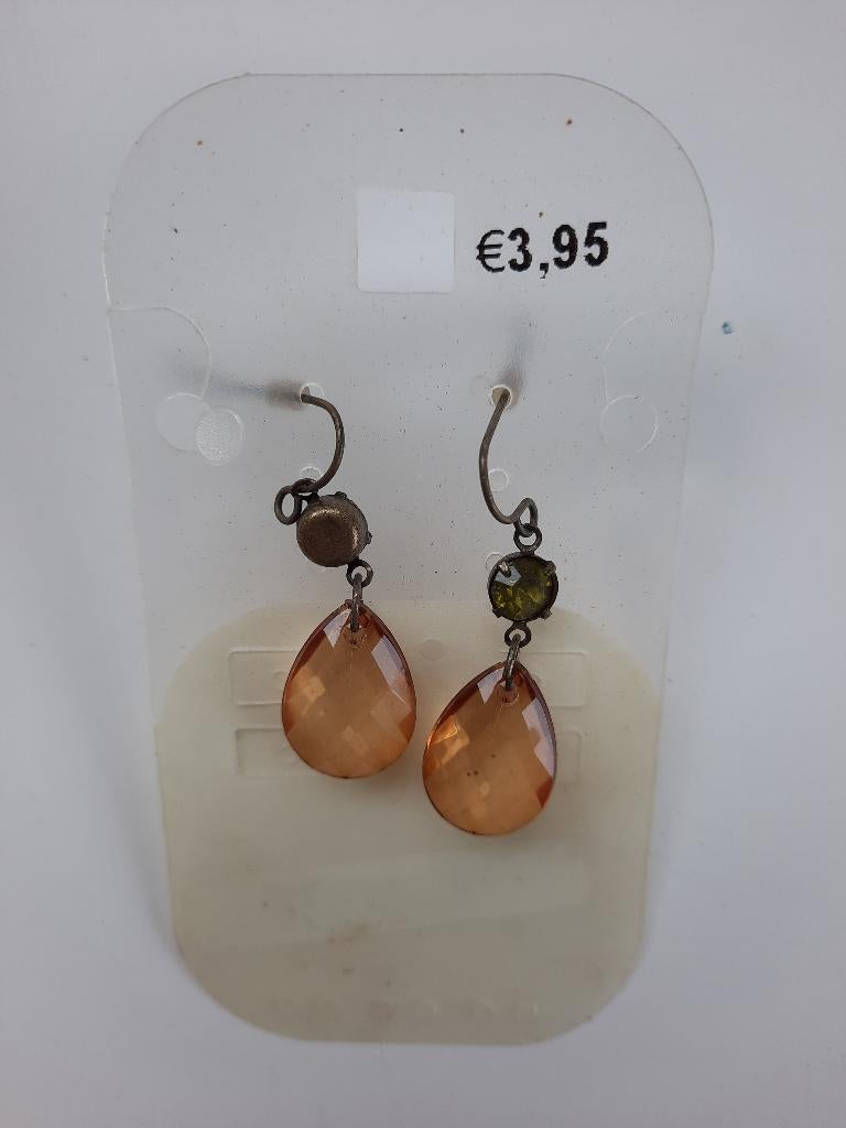 Oorbellen topaas geel geslepen glas, Ophalen of Verzenden, Nieuw, Geel, Overige materialen