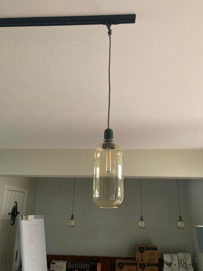5 x Norman lamp groot op rail, Glas, Zo goed als nieuw, 75 cm of meer, Ophalen