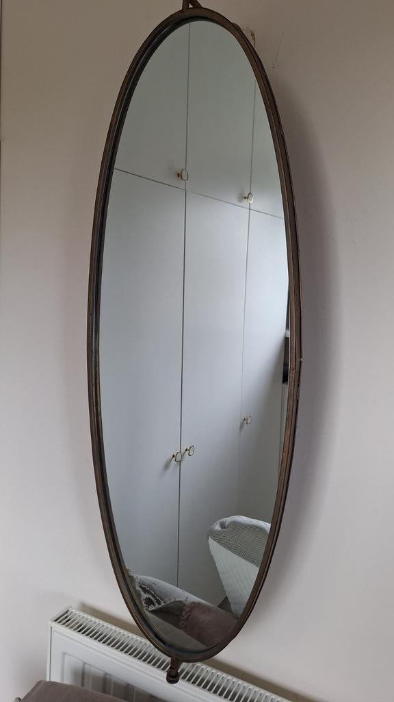 Bronzen ovale spiegel, Huis en Inrichting, Woonaccessoires | Spiegels, Ophalen