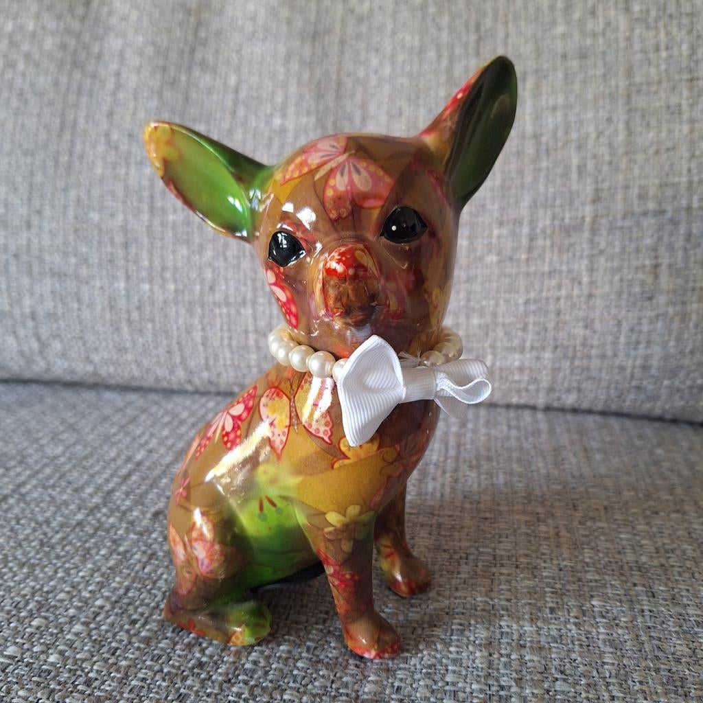 Chihuahua spaarpot met bloemenprint, Ophalen of Verzenden