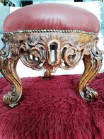 Antiek barok met Rood Leren Zitting, Minder dan 50 cm, Gebruikt, Minder dan 50 cm, Ovaal