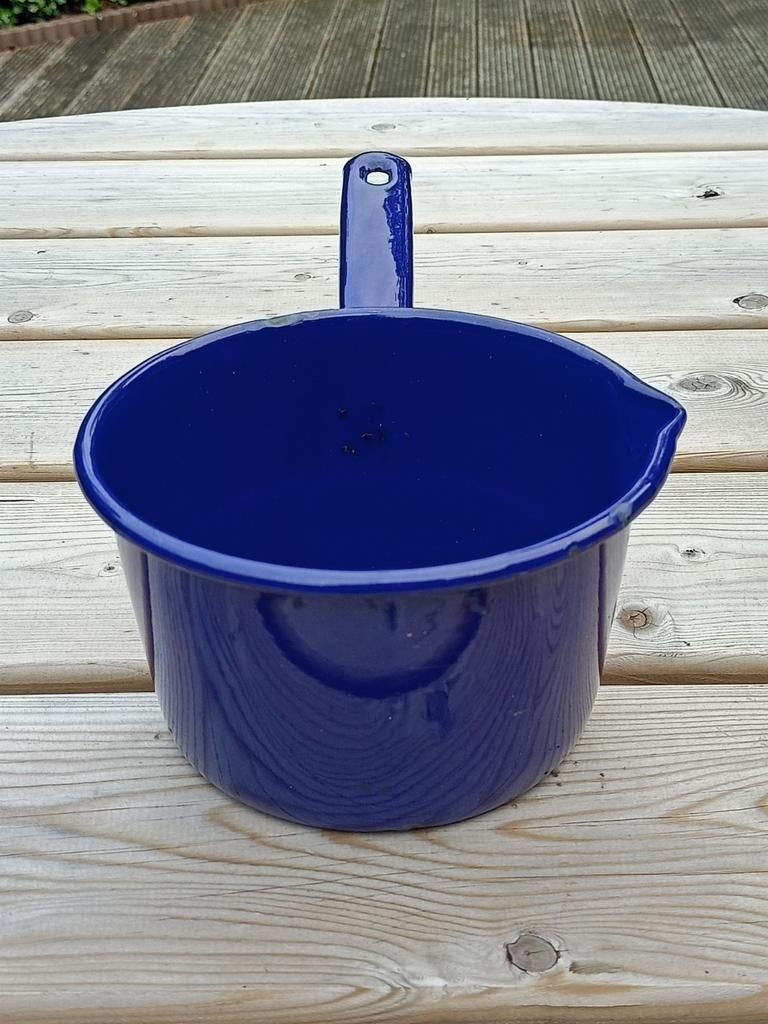 Vintage emaille steelpan donkerblauw, Ophalen of Verzenden