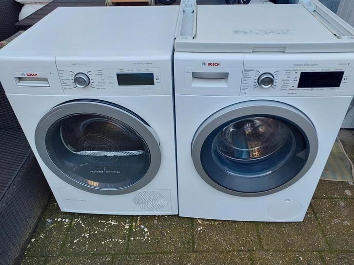 Bosch wasmachine 9 kg I-dos en Bosch warmtepomp droger 9 kg, Witgoed en Apparatuur, Wasmachines, Zo goed als nieuw, 6 tot 8 kg