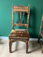 6 Eetkamerstoelen met hoge rugleuning, Huis en Inrichting, Stoelen, Ophalen, Gebruikt, Bruin, Vijf, Zes of meer stoelen