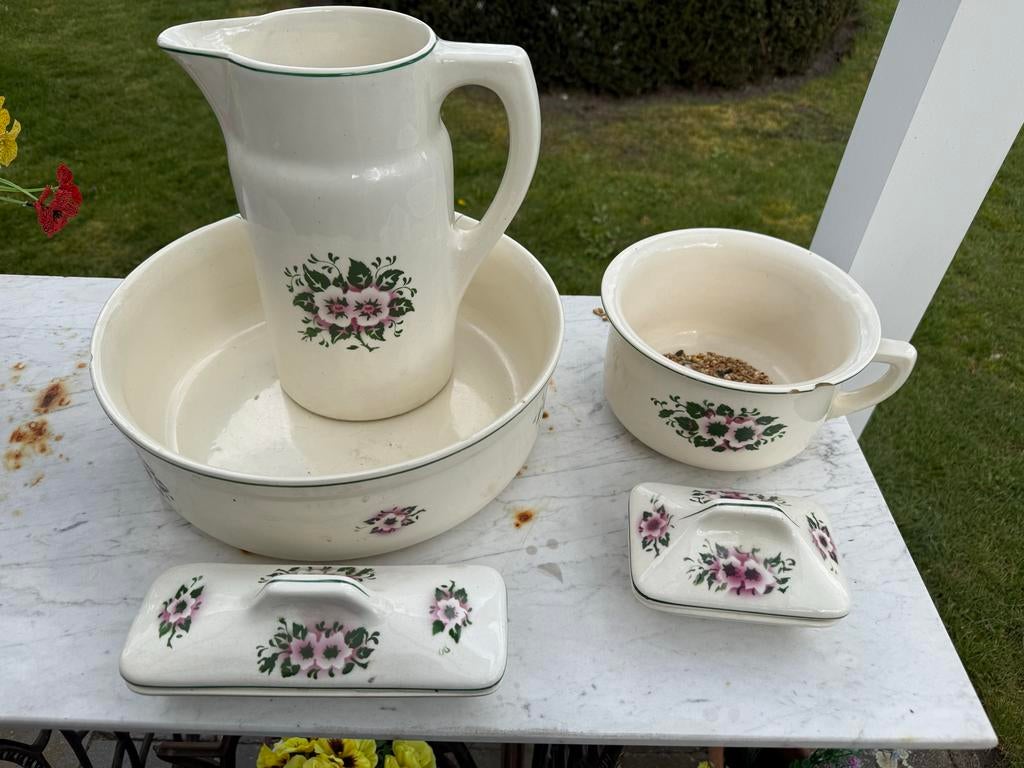 Antiek Lampetstel met bloemmotief, Antiek en Kunst, Ophalen