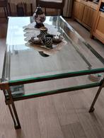 Prachtige messing salontafel met glazen blad., Huis en Inrichting, Tafels | Salontafels, Ophalen, 100 tot 150 cm, Rond, 50 tot 100 cm