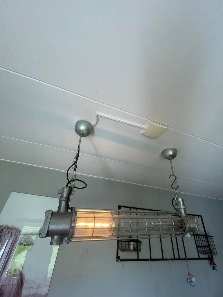Industriële hanglamp, Ophalen of Verzenden, Gebruikt, Metaal, 50 tot 75 cm