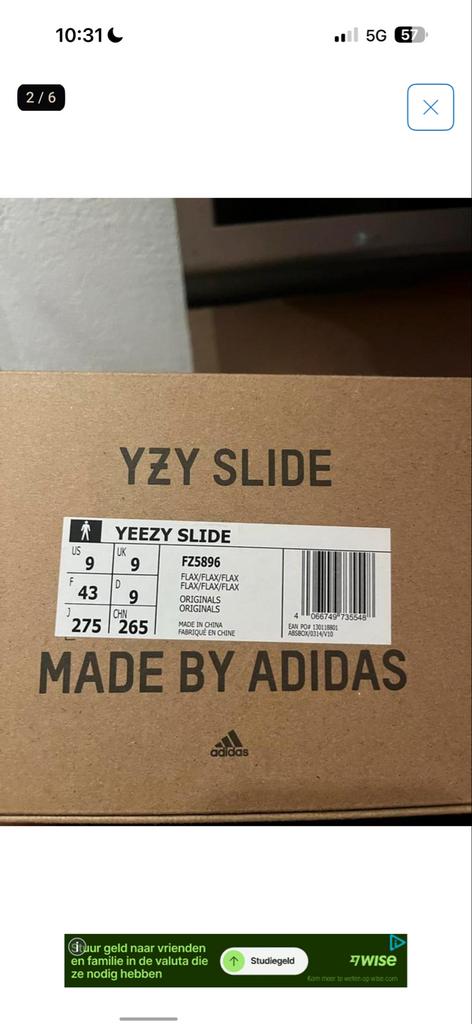 Yeezy Slide maat 43, Ophalen, Zo goed als nieuw, Bruin, Slippers