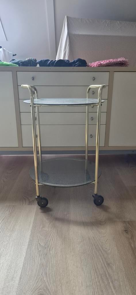 Drankkarretje of bijzettafel, Ophalen of Verzenden, Rond, Minder dan 55 cm, 45 tot 60 cm