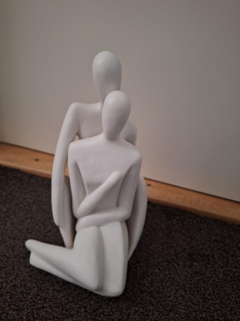 Man vrouw beeld witt aardewerk, Ophalen, Zo goed als nieuw, Mens