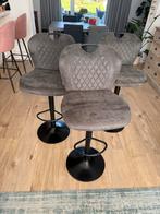 Set van 3 grijze barkrukken, in hoogte verstelbaar, Ophalen, Gebruikt, In hoogte verstelbaar, 90 cm of meer