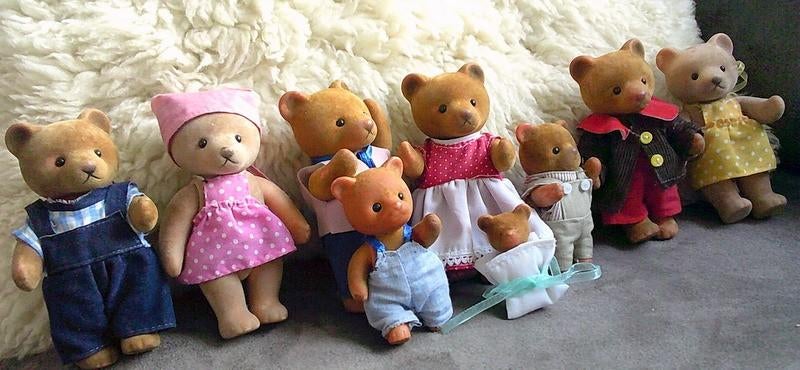 9 vintage Sylvanian beren Familie 1980's, Ophalen of Verzenden, Gebruikt