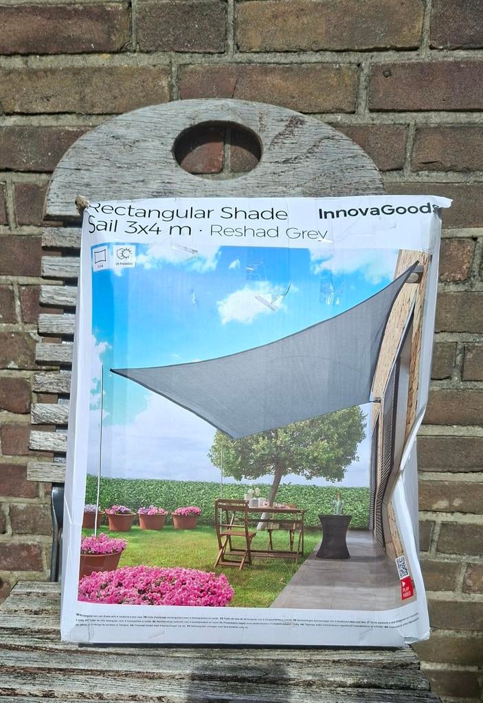 Nieuw InnovaGoods Rechthoekig Schaduwdoek 3x4m GRIJS., Tuin en Terras, Schaduwdoeken, Ophalen of Verzenden, Nieuw
