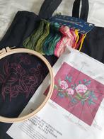Borduurset Zwarte Tas Roze Bloemen - Nieuw!, Ophalen of Verzenden