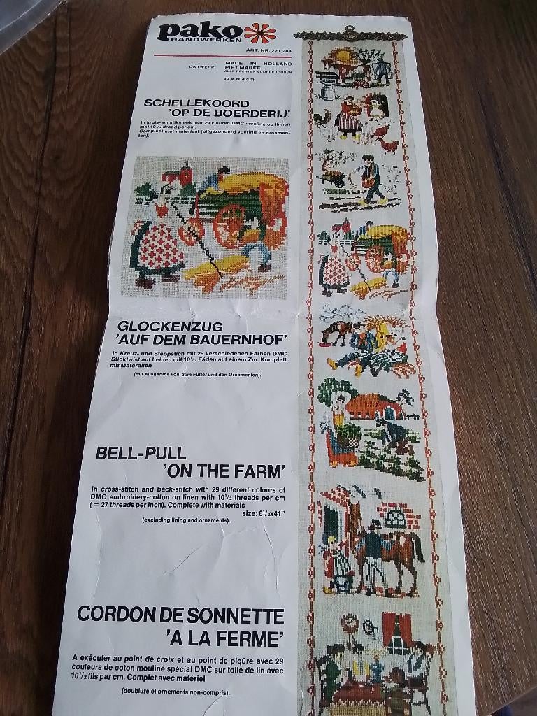 Borduurpatroon schellekoord op de boerderij, alleen kleur, Ophalen of Verzenden, Zo goed als nieuw, Handborduren, Patroon