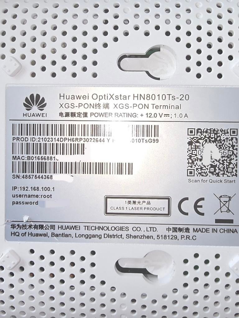 Huawei OptiXstar EN8010Ts-20 XGS-PON ONT, Computers en Software, Routers en Modems, Gebruikt, Router met modem, Ophalen of Verzenden