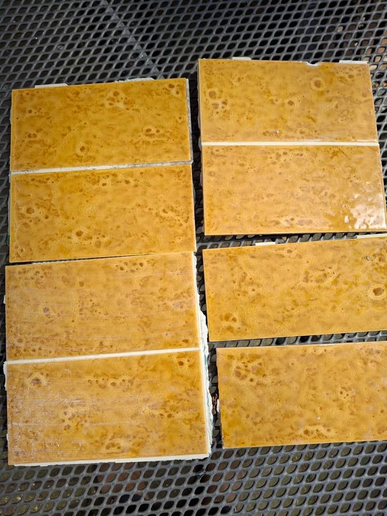 Vintage wandtegels jaren '60/'70 - Okergeel/bruin, Ophalen, Minder dan 20 cm, Minder dan 20 cm, Minder dan 5 m²