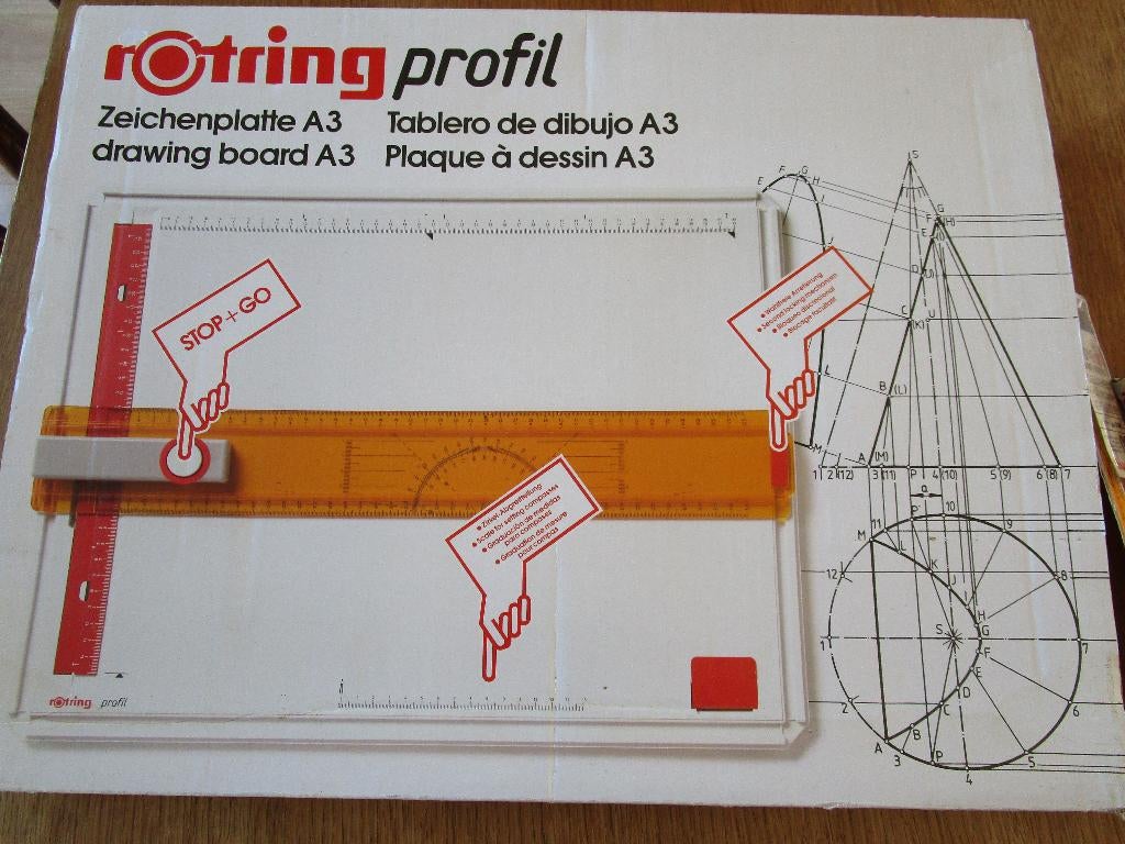 Rotring Profil A3 tekenbord met sneltekenkop en sjabloon., Ophalen of Verzenden, Gebruikt