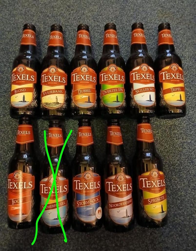 De 12 orginele texelse biertjes, leeg, Verzamelen, Biermerken, Ophalen, Zo goed als nieuw, Flesje(s), Heineken