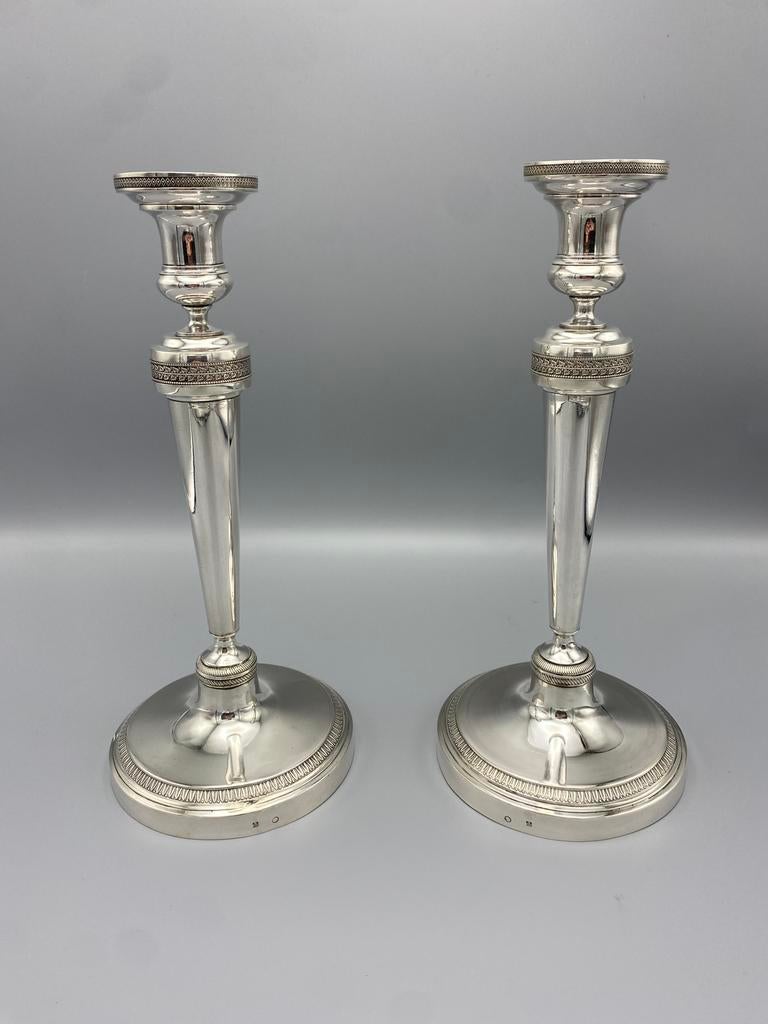 Empire zilveren kandelaars, Guillaume Drion, Luik, 1814-1831, Antiek en Kunst, Ophalen of Verzenden