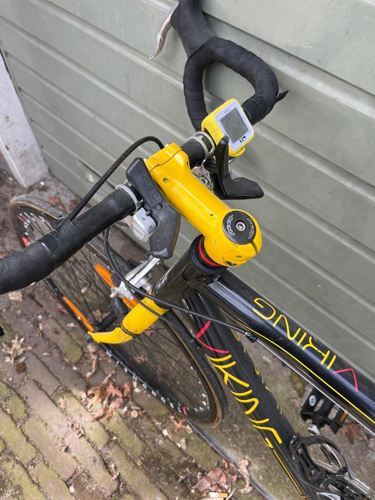 Viking racefiets zwart met geel, 28 inch, Gebruikt, Heren, Aluminium