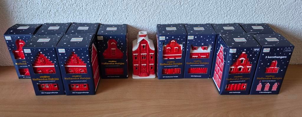 Postcodeloterij Hollandse huisjes 1 2 3 4 7 8 9 kersthangers, Ophalen of Verzenden