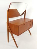 Vintage Deense Teakhouten Kaptafel met Spiegel, Gebruikt, ., 100 tot 150 cm, Vintage