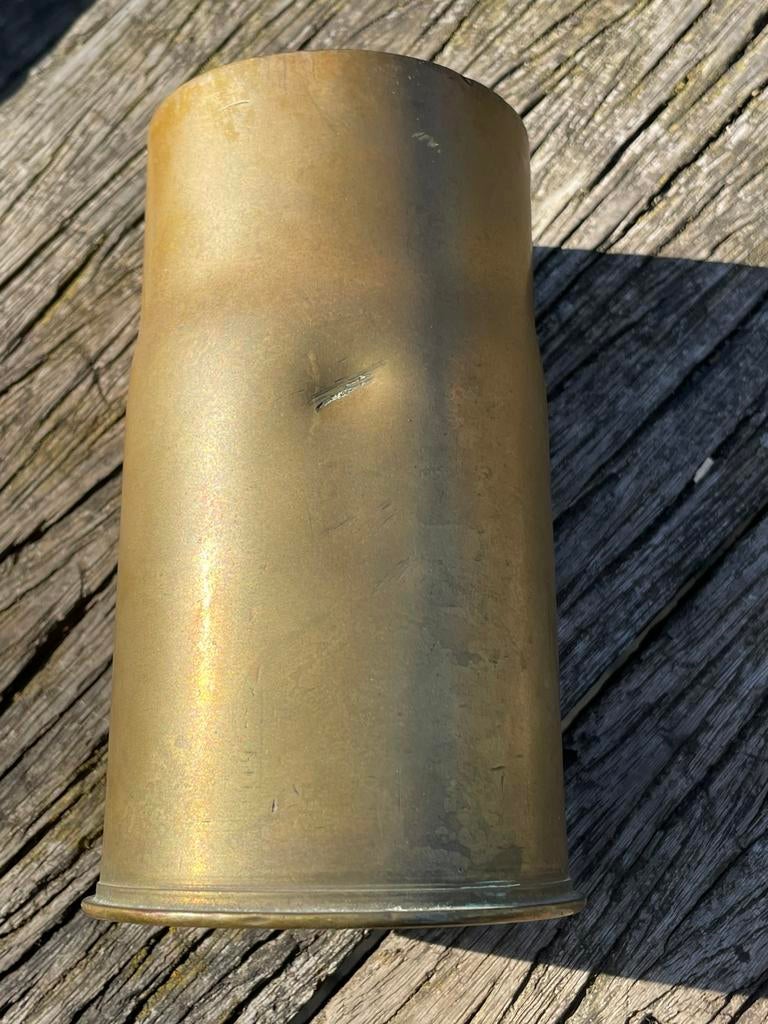 Huls hulzen Franse 75 mm kanon munitie granaat geen flak, Ophalen of Verzenden, Landmacht, Overige gebieden, Hulzen of Bodemvondsten