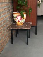 Leuk vintage marmeren bijzettafel plantentafeltje, Ophalen, Zo goed als nieuw, Rond, Minder dan 55 cm