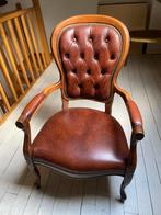 Antieke fauteuil in leder, Antiek en Kunst, Antiek | Meubels | Stoelen en Banken, Ophalen